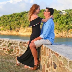 Black Maxi with Pom Poms